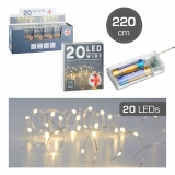 Lichterkette LED Micro 20er, 220cm warmweiø, für 2 x AA Batterien,