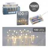 Lichterkette LED Micro 100er, 1000cm warmweiø, für 3 x AA Batterien,