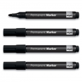 Permanent Marker schwarz 4er Pack Rundsp